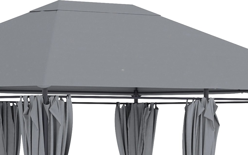 Outsunny 3x4 m Gazebo de Exterior din Oțel cu 6 Perdele Detașabile și Orificii de Drenaj, Gri | Aosom Romania
