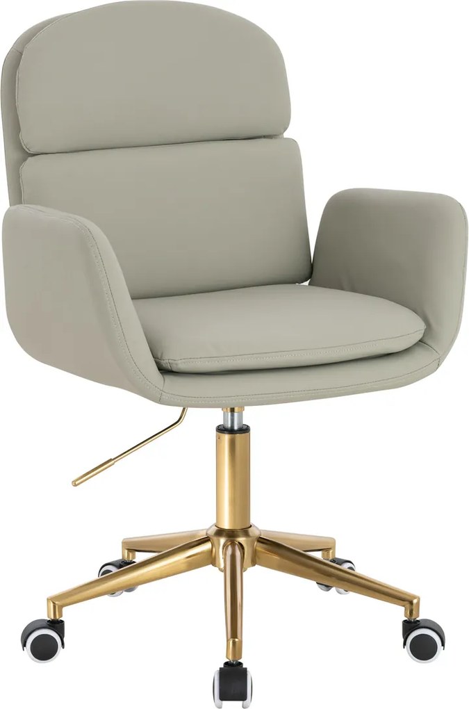 HR480K Scaun Culoarea Inului Piele Ecologica Premium Soft cu Bază Aurie