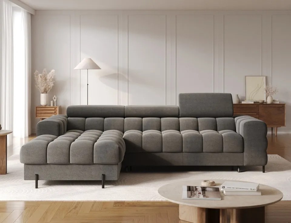 Coltar extensibil cu spatiu pentru depozitare, 285x181x93 cm, Felro L, Eltap (Culoare: Bej / Royal 18)