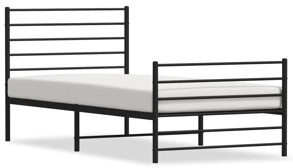 352327 vidaXL Cadru pat metalic cu tăblii de cap/picioare, negru, 75x190 cm