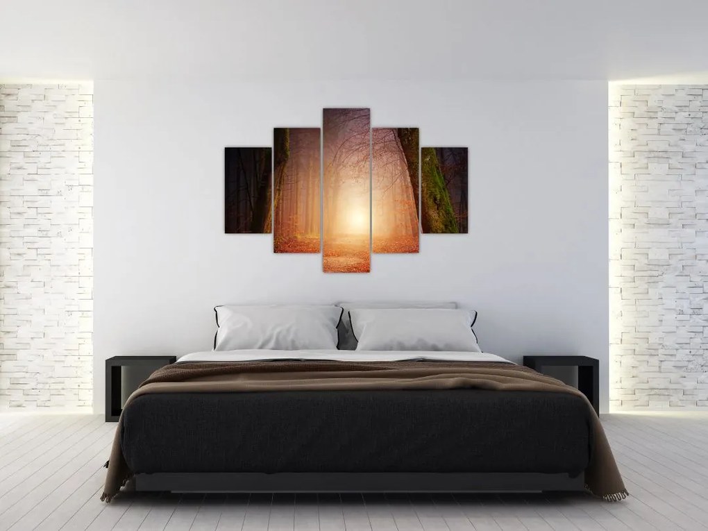 Tablou cu pădurea toamna în ceață (150x105 cm)