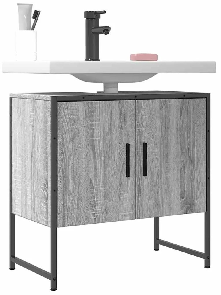 vidaXL Dulap chiuvetă baie, gri sonoma, 60x33x60 cm, lemn prelucrat