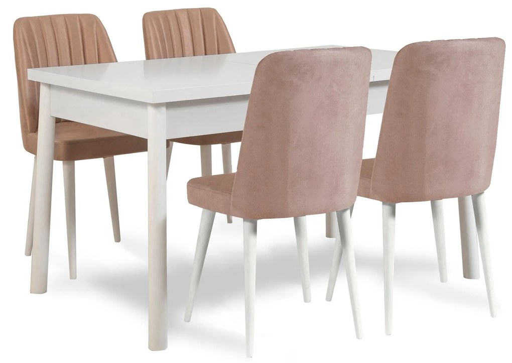 Set mobilier sufragerie Bimuvo 5 (alb + piatră) (pentru 4 persoane). 1095065