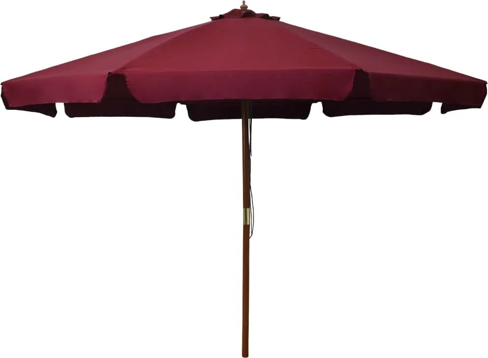 vidaXL Umbrelă de soare de exterior, stâlp lemn, roșu burgund, 330 cm