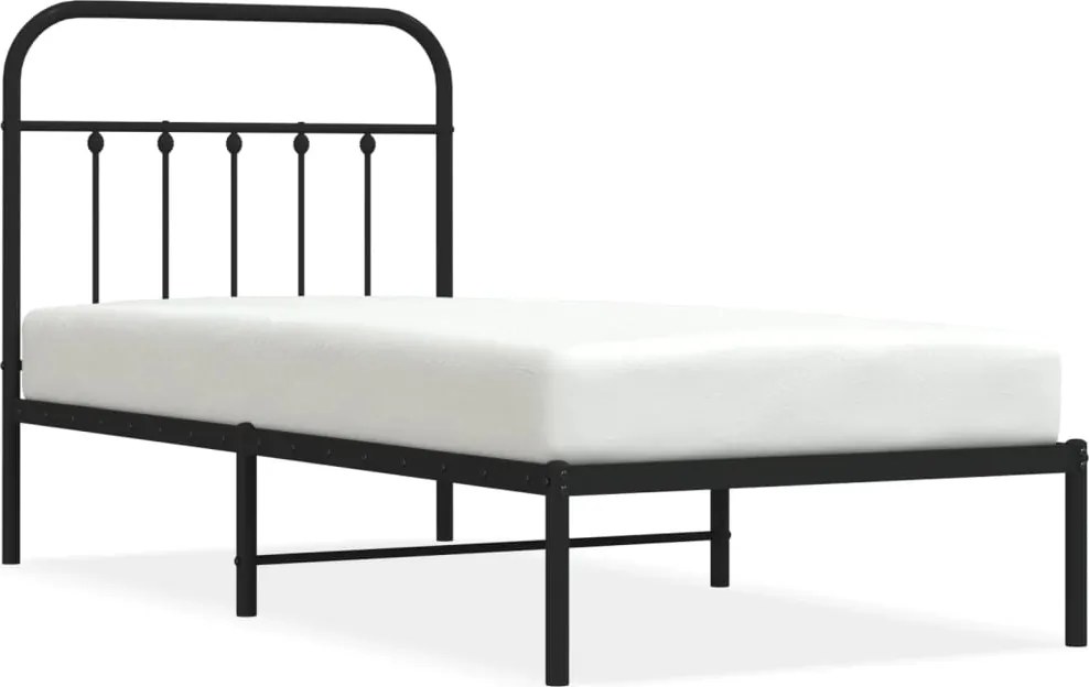 vidaXL Cadru de pat metalic cu tăblie, negru, 80x200 cm