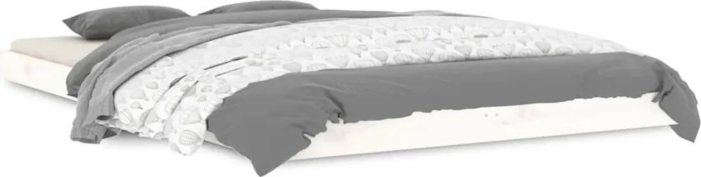 vidaXL Cadru de pat dublu mic, 120x190 cm, alb, lemn masiv de pin