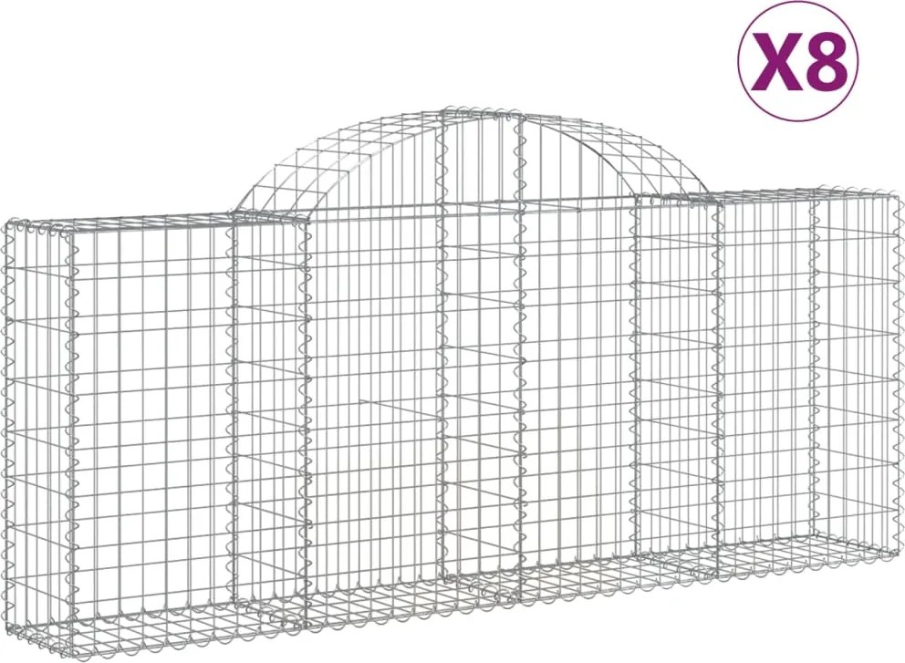 vidaXL Coșuri gabion arcuite 8 buc, 200x30x80/100cm, fier galvanizat