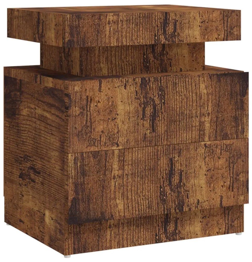 326857 vidaXL Noptieră, stejar fumuriu, 45x35x52 cm, lemn prelucrat