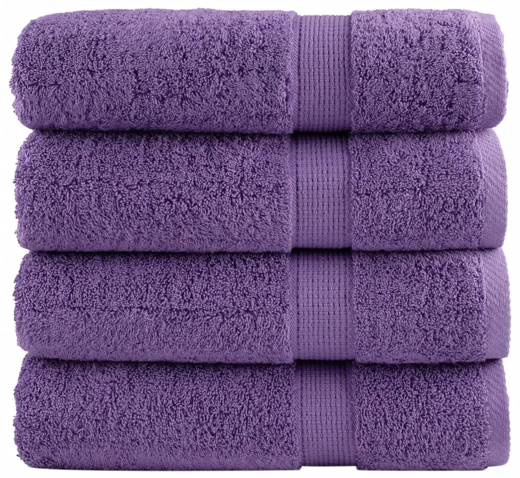 vidaXL Prosoape de mâini premium SOLUND 4 buc. violet 50x100 cm 600gsm