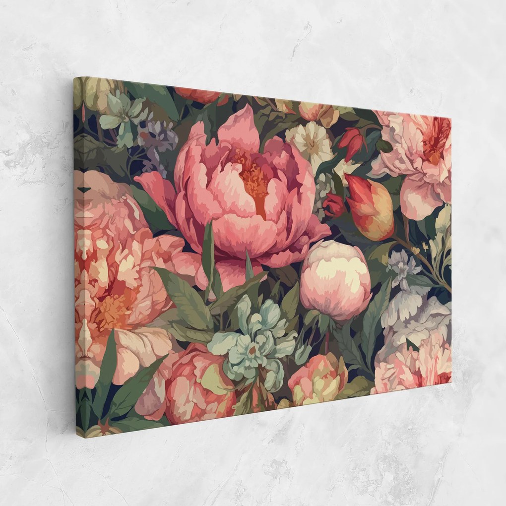 Tablou Canvas, 80x120cm, Dormitor si Living, Flori, Bujori, Pretty Artistic Peony
