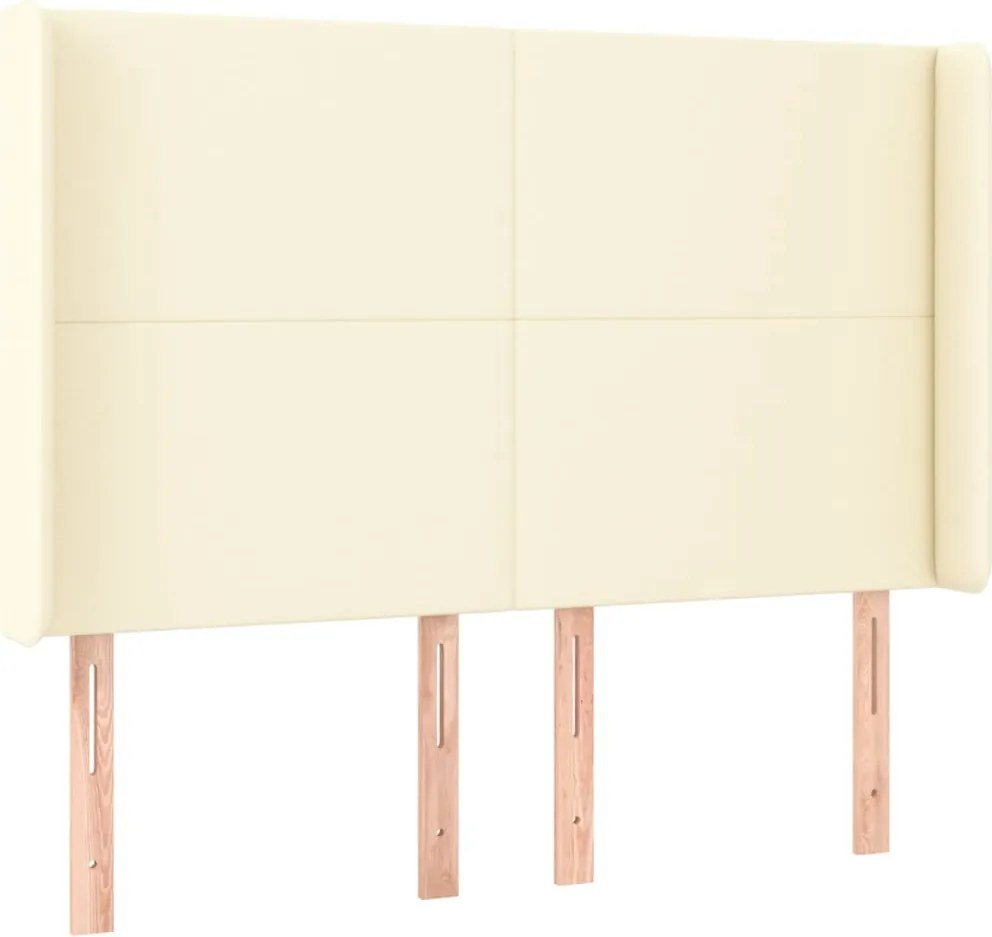 vidaXL Tăblie de pat cu aripioare, crem, 147x16x118/128 cm, piele eco