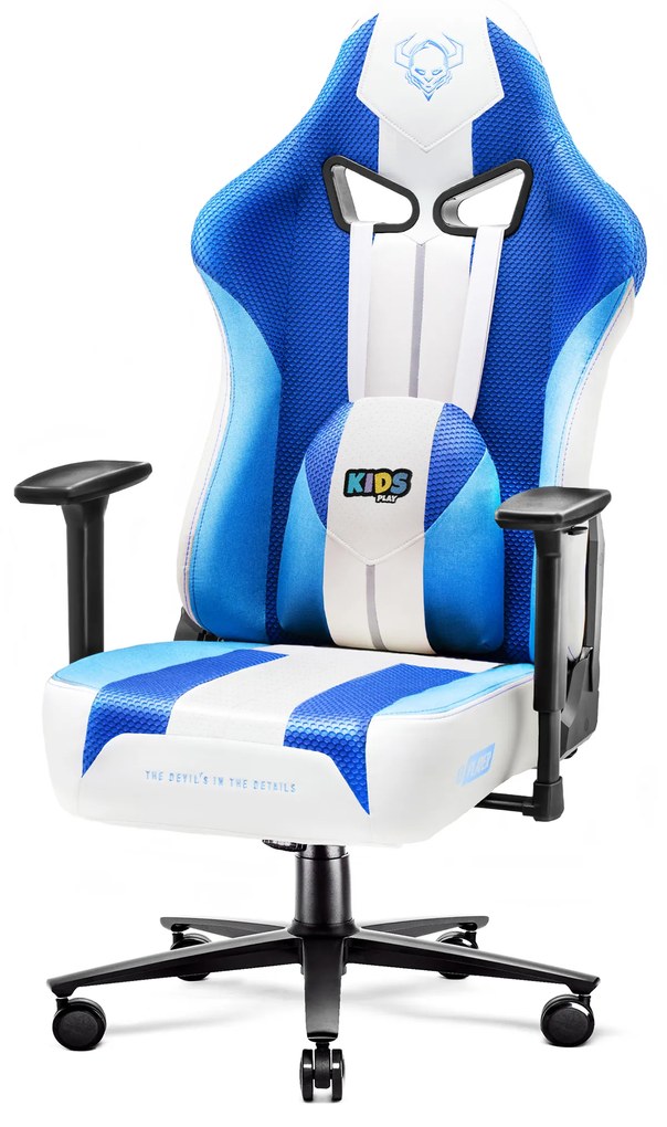 Scaun gaming din material pentru copii Diablo X-Player 2.0: Frost White / alb, Kids Size Diablochairs