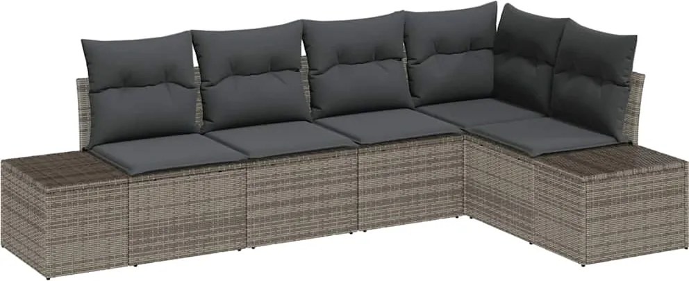 vidaXL Set de canapele pentru grădină 5 pcs Gri poliratan