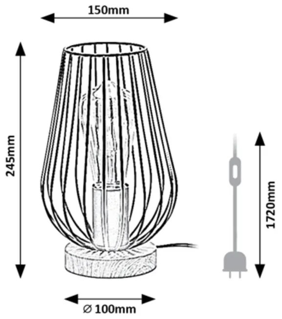 Veioza, lampa de masa design industrial Gremio negru