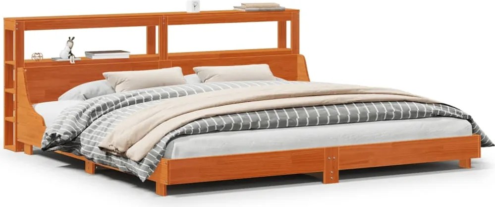 vidaXL Cadru de pat fără saltea, maro ceruit 180x200 cm lemn masiv pin