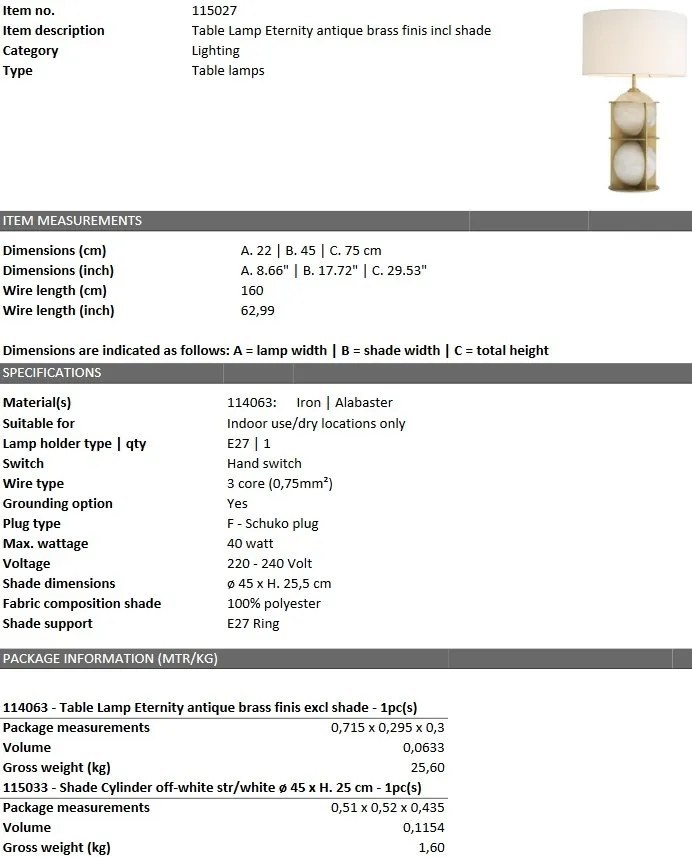 Veioza, lampa de masa design LUX Eternity 115027 HZ