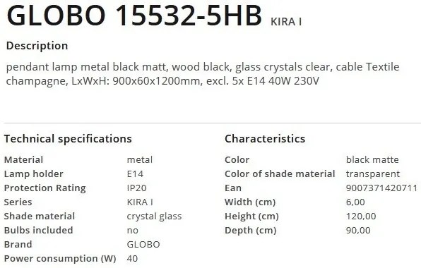 Lustra suspendata design modern Kira I negru