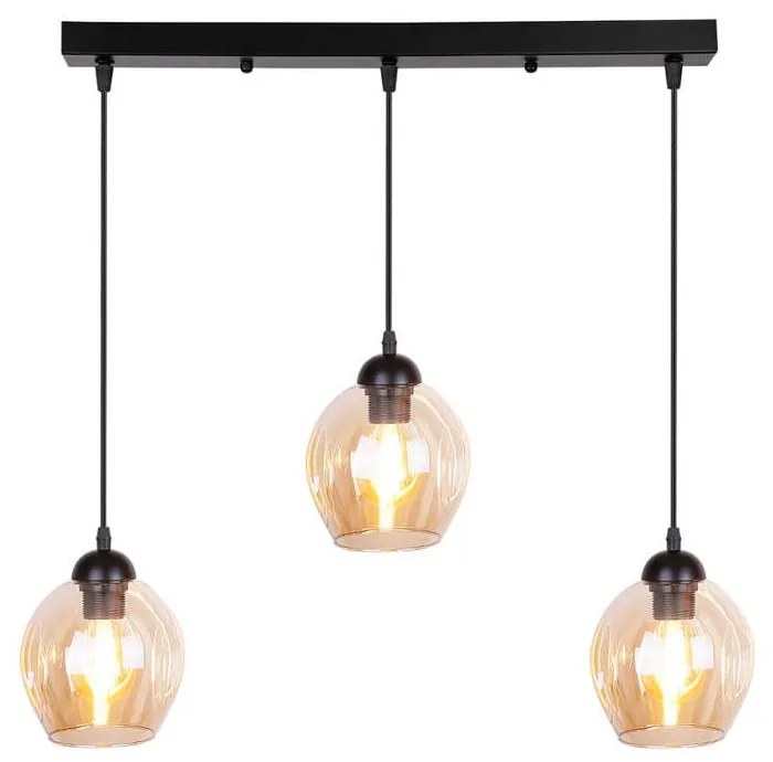 Lustră neagră cu abajur din sticlă 14x70 cm Aspa – Candellux Lighting
