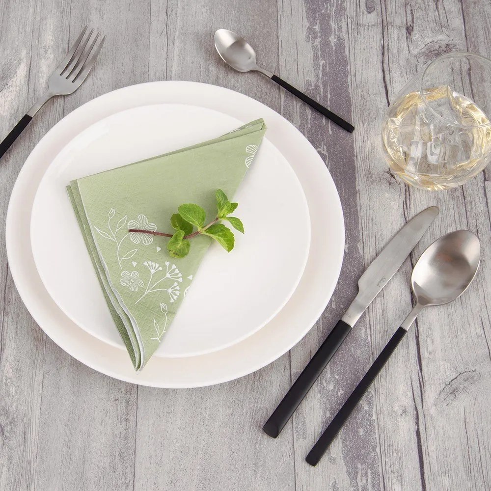 Tacâmuri negre-argintii din oțel inoxidabil 24 buc. Skandi – Orion