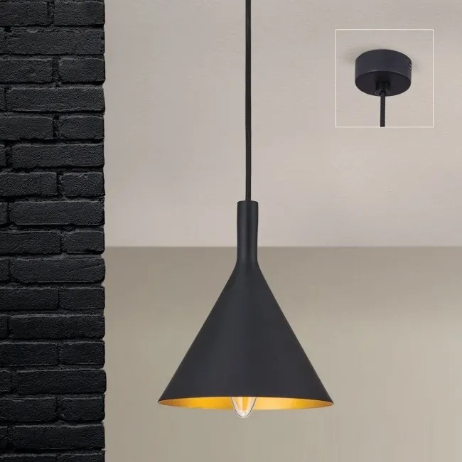 Pendul design industrial Gunda small, negru/ auriu
