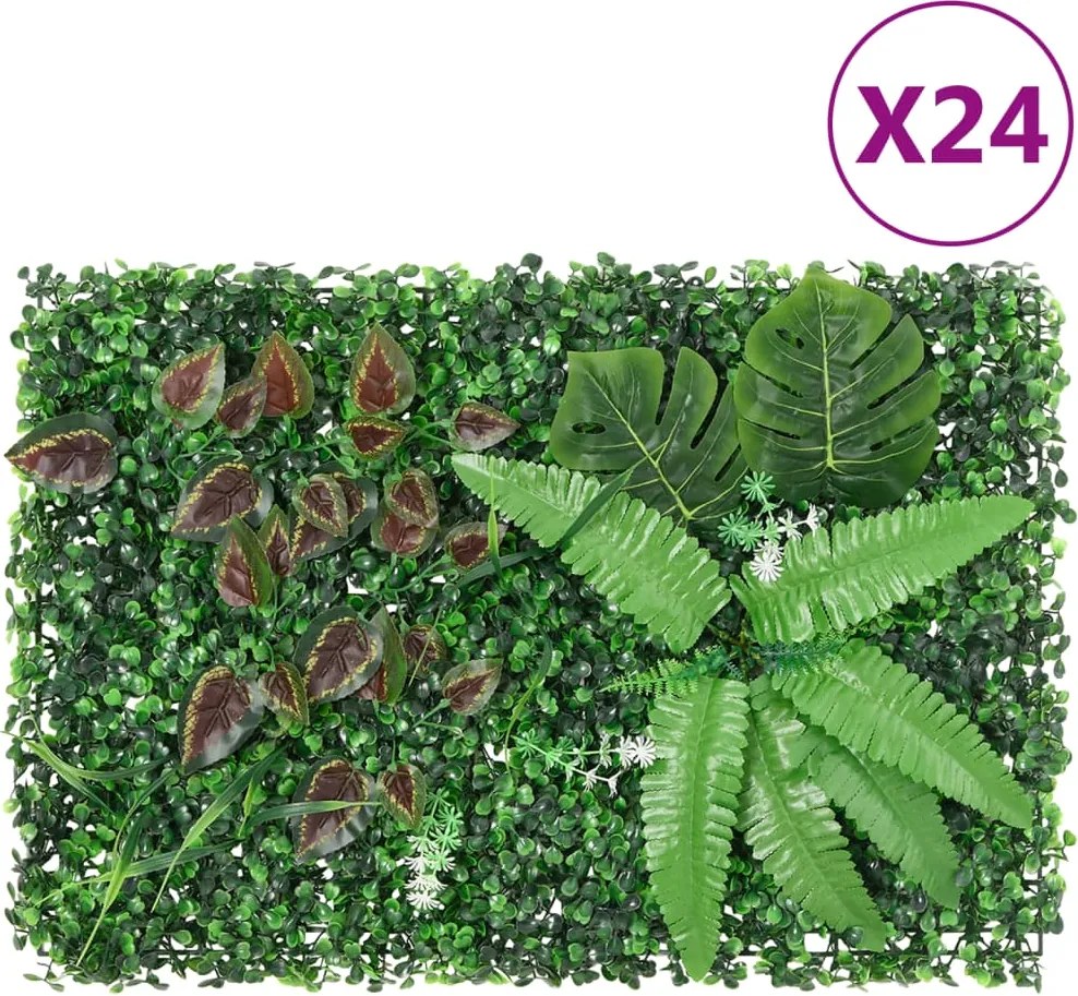 vidaXL Gard din plante artificiale, 24 buc., verde, 40x60 cm