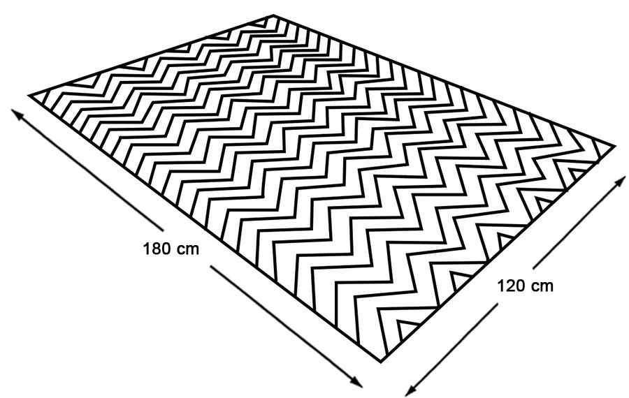Covor de exterior, cu doua fete, 180x120 cm, alb-negru