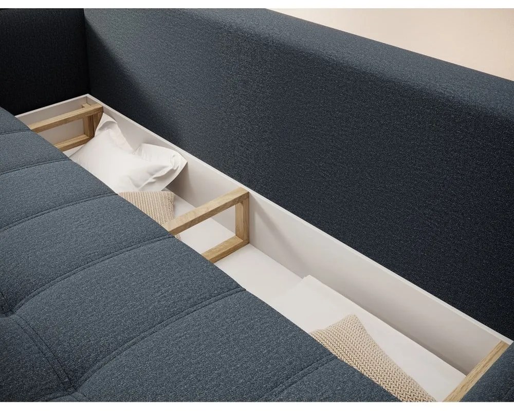 Canapea albastră extensibilă/cu spațiu de depozitare cu tapițerie din chenille 242 cm Weltton – ELTAP