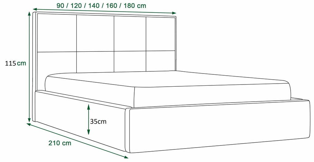 Pat matrimonial 140 cm Gino (bej) (cu somieră și sp. depozitare). 1046926