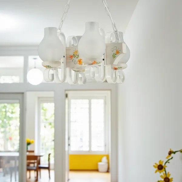 Brilagi - Lustru cu lanț QUEEN 4xE14/40W/230V fag/crem