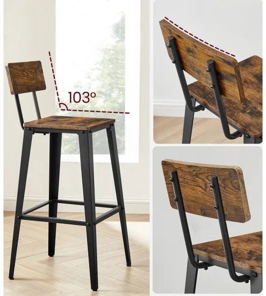 Scaun de bar AVEN maro/negru