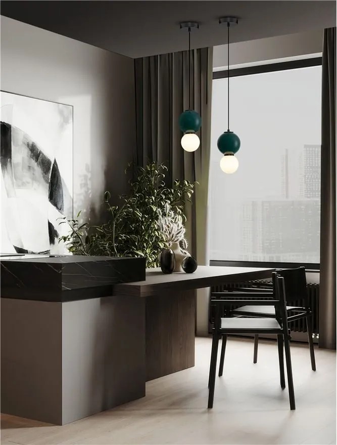 Pendul LED decorativ portelan jasper, sticla alb, NOESIS
