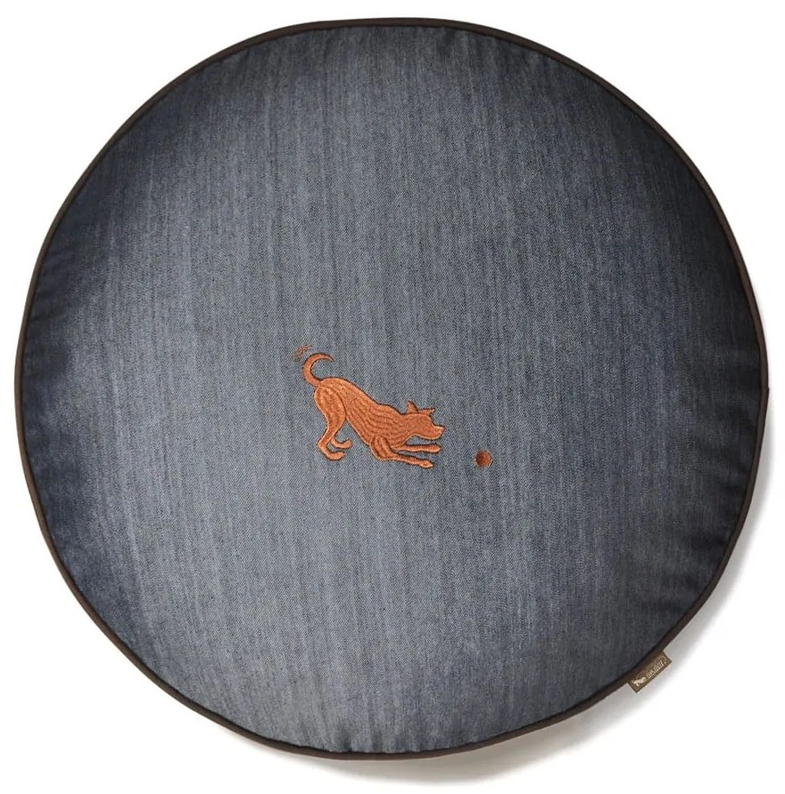 Pat pentru animale de companie albastru închis pentru câini ø 70 cm Round Bed Denim Medieval Blue / Dark Chocolate S – P.L.A.Y.