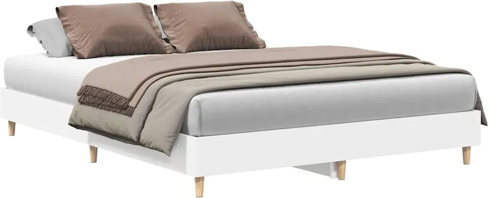 vidaXL Cadru de pat fără saltea, alb, 140x200 cm, lemn prelucrat