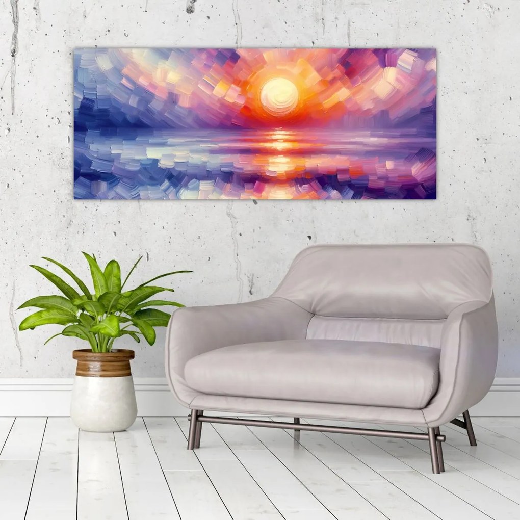 Tablou - Apus de soare artistic colorat (120x50 cm)