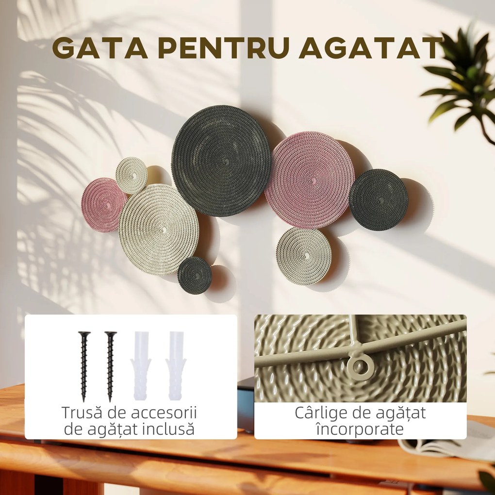 HOMCOM Artă Murală cu 8 Discuri 3D și Accesorii de Montare Incluse, Decorații Metalice de Perete, 110x7x58 cm, Bronz, Portocaliu și Galben | Aosom Romania