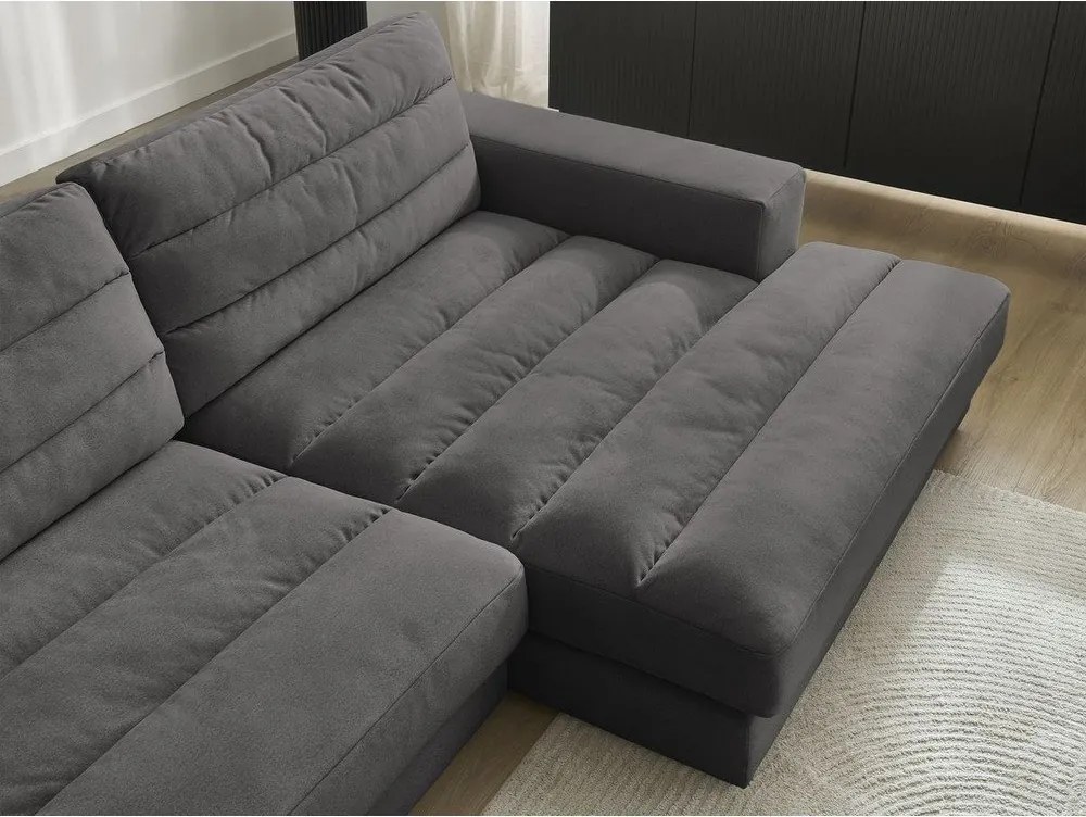 Colțar gri antracit cu tapițerie din catifea (cu colț pe partea dreaptă/cu șezlong) Sierra – Bobochic Paris