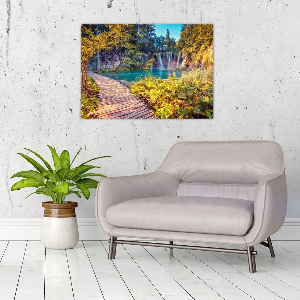 Tablou pe sticlă - Lacurile Plitvice, Croația (70x50 cm)