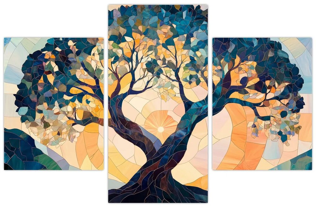 Tablou – Mozaic – soare și arbore II. (90x60 cm)