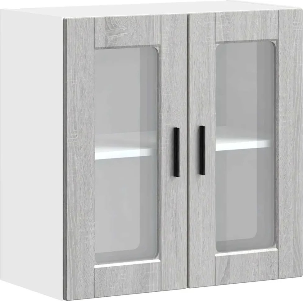 vidaXL Dulap de bucătărie cu ușă din sticlă „Porto” gri Sonoma