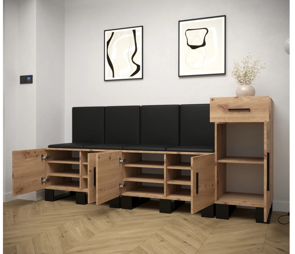 Set mobilier pentru hol Amanda 17 (Stejar artisan + gri închis). 1086004