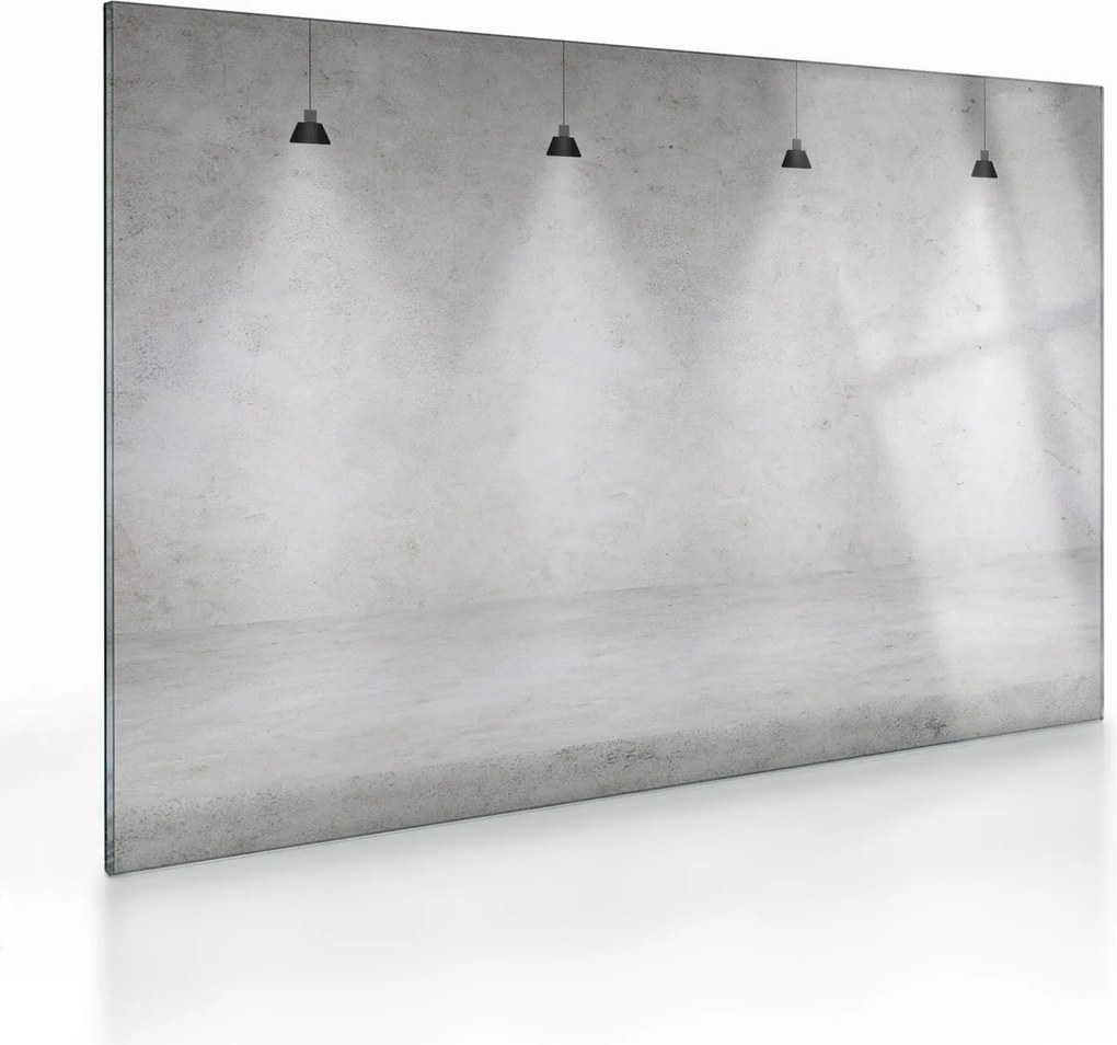 Tablou pe sticlă - Perete de beton cu lumini (70x50 cm)