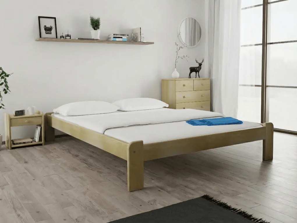 Pat ADA 120 x 200 cm, pin Saltele: Cu saltele Deluxe 10 cm, Somiera pat: Fara somiera