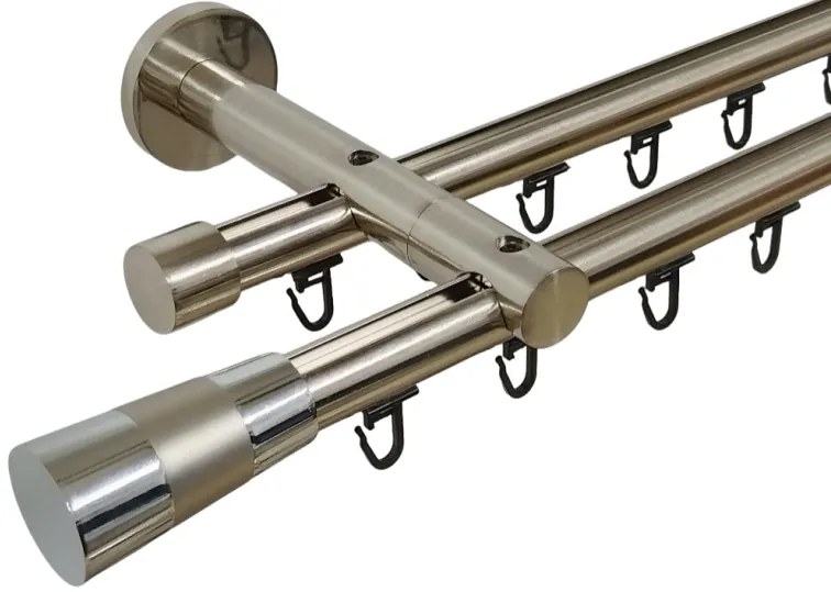 Galerie dubla teava profil valeo crom ,prindere perete 19/19 inox (Alege marime: 280 cm)