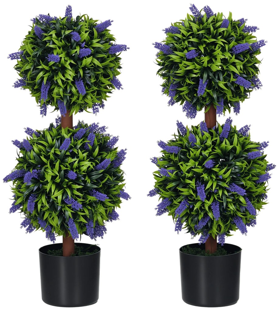 HOMCOM Set de 2 plante artificiale, plantă artificială rezistentă la UV în ghiveci, 70 cm plantă de interior pentru camera de zi, grădină | Aosom Romania