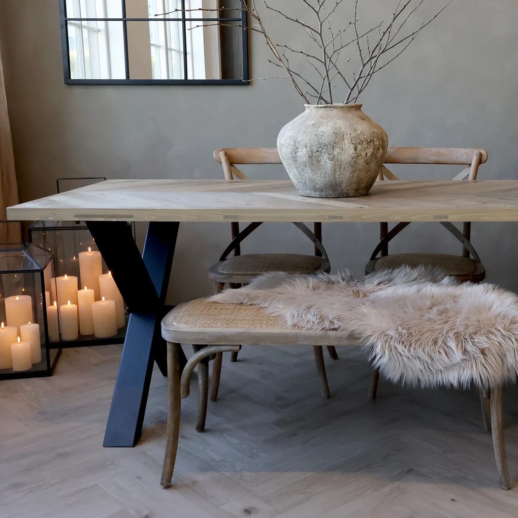 Masa dining, din lemn de pin, model Herringbone, Marseille