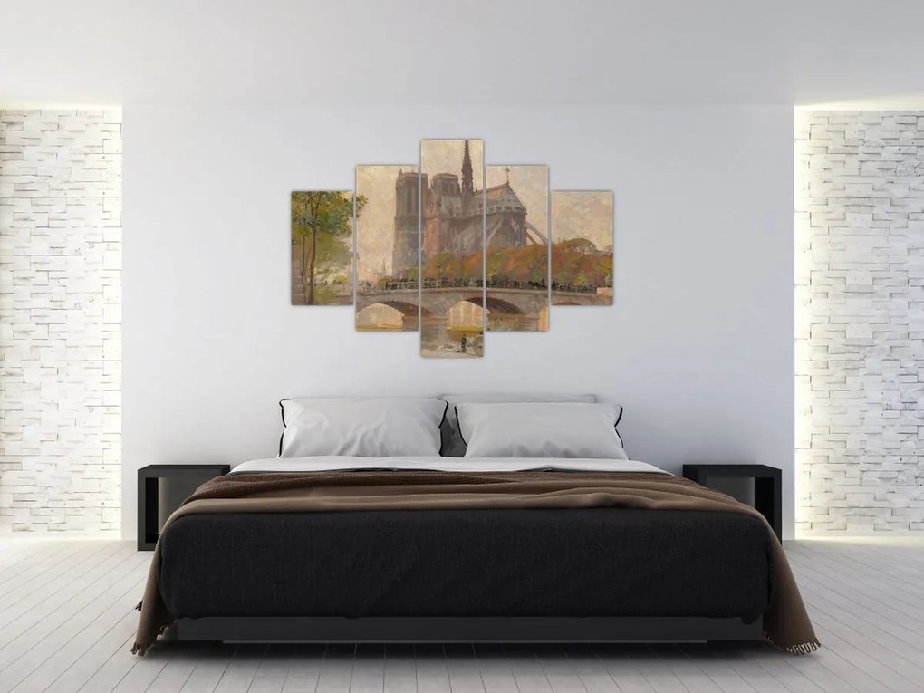 Tablou - Robert William Vonnoh, Notre Dame de Paris, reproducere (150x105 cm)