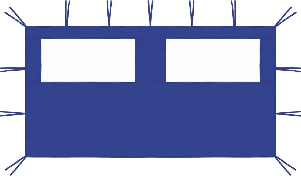 vidaXL Perete lateral foișor cu ferestre, albastru, 4x2 m