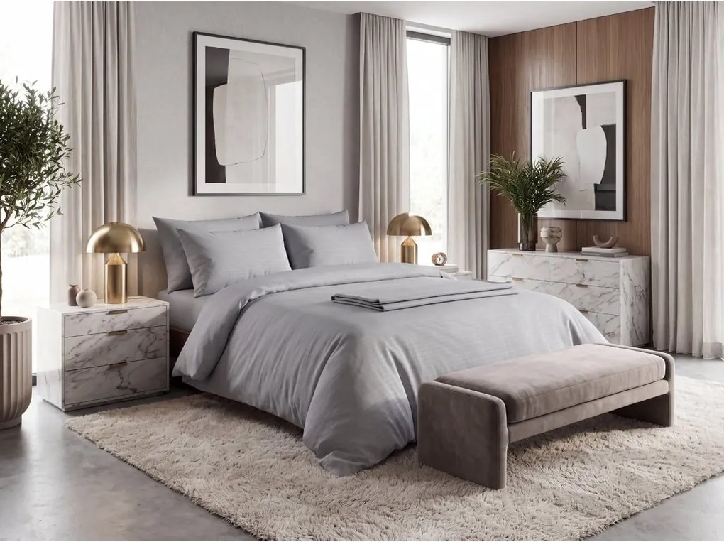 Lenjerie de pat din crep DENYX BLEND gri, buzunar hotelier Dimensiune lenjerie de pat: 70 x 90 cm | 140 x 200 cm