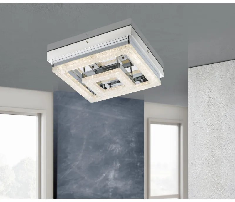 Plafoniera LED Fogo 4246-16, 16W, 950lm, lumina neutra, IP20, crom+alba+transparenta, Globo Lighting