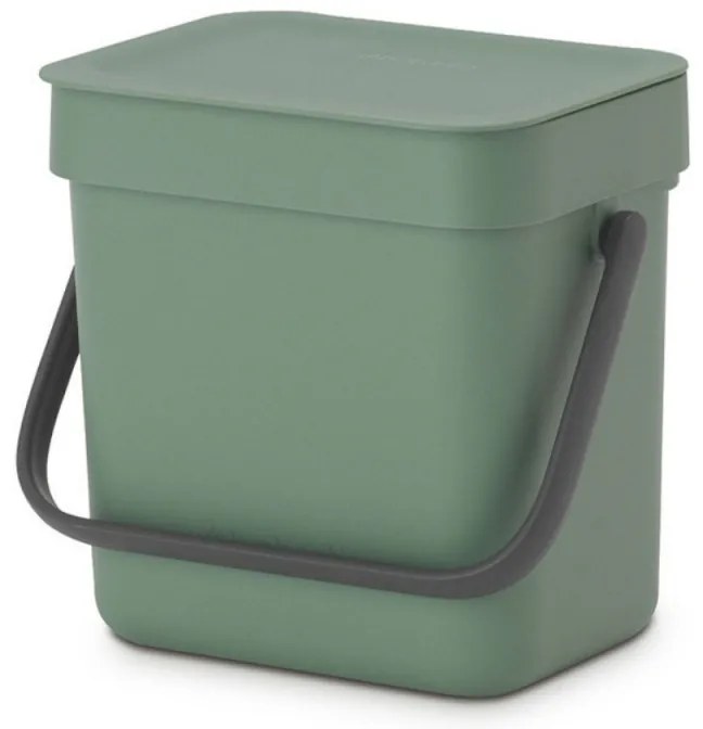 Cos de gunoi colectare selectiva BrabantiaSort&Go 1003229, 3 L, Maner, Montabil pe perete, Verde închis